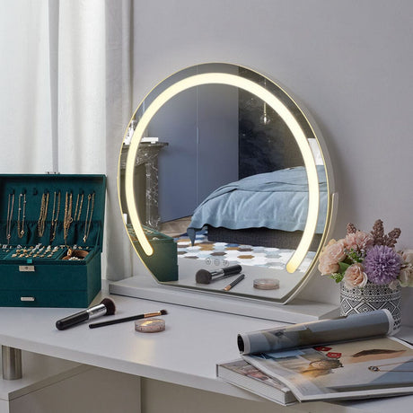 Round Hollywood Vanity LED Lighted Makeup Mirror Living and Home 