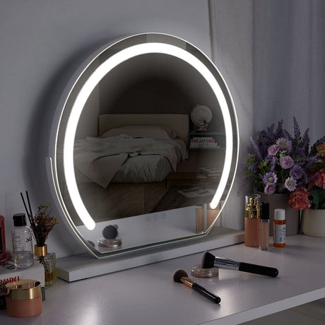 Round Hollywood Vanity LED Lighted Makeup Mirror Living and Home 