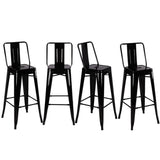 Set of 4 Metal Bar Stool Industrial Style High Chair Bar Stools Living and Home 