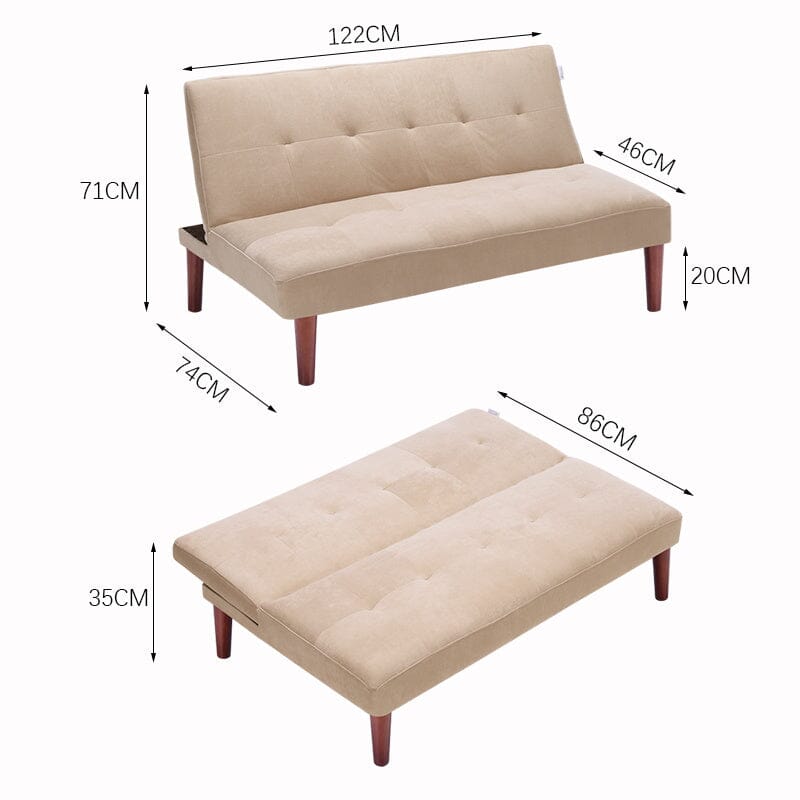 4ft Wide Modern 3 Seater Padded Convertible Sofa Bed with Wooden Legs Sofa Beds Living and Home 