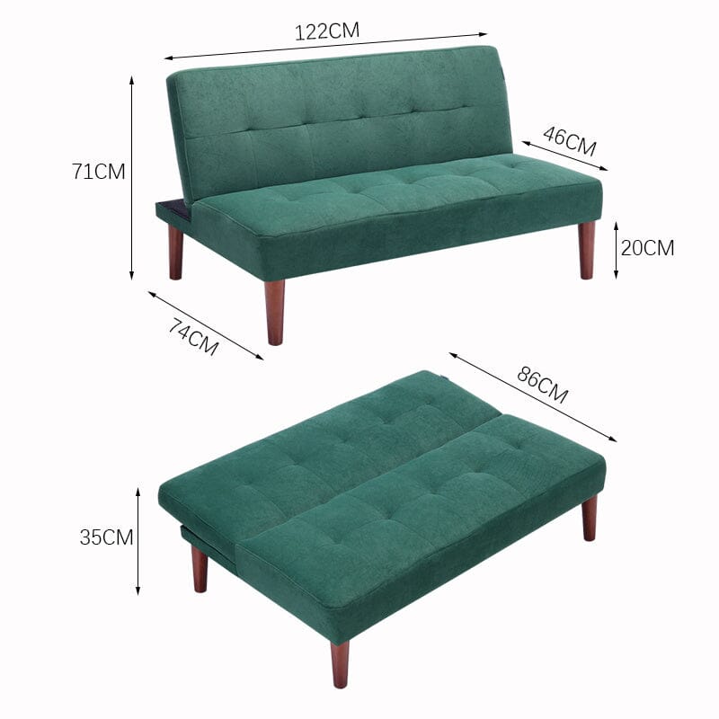 4ft Wide Modern 3 Seater Padded Convertible Sofa Bed with Wooden Legs Sofa Beds Living and Home 