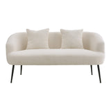 140cm White 2 Seater Sofa Teddy Fabric Loveseat with Metal Legs 2 Seater Sofas Living and Home 