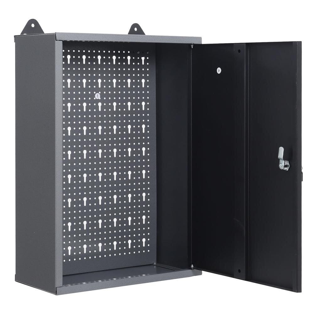 Wall Mounted Lockable Pegboard Tool Cabinet with A Lockable Door Cabinets Living and Home 