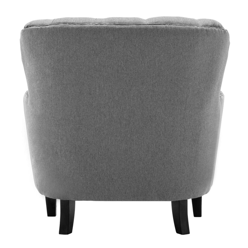 Modern Beige Club Chair Button Tufted Accent Chair Wingback Chairs Living and Home 