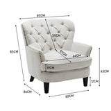 Modern Beige Club Chair Button Tufted Accent Chair Wingback Chairs Living and Home 