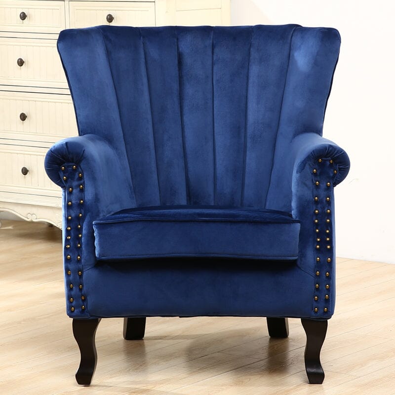 Blue Velvet Wingback Chair Upholstered Armchair Wingback Chairs Living and Home 