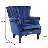 Blue Velvet Wingback Chair Upholstered Armchair Wingback Chairs Living and Home 