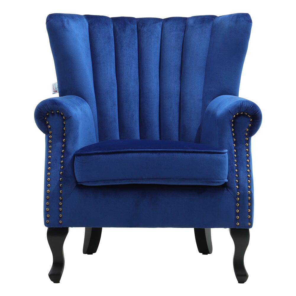 Green Velvet Upholstered Wingback Chair Thick Padded Armchair Wingback Chairs Living and Home 