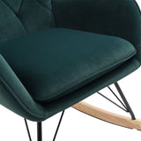 103cm Green Velvet Rocking Chair Padded Seat for Living Room Rocking Chairs Living and Home 