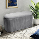 78cm Wide Oval Velvet Storage Bench Vertical Stripes Footstool Storage Footstools & Benches Living and Home 