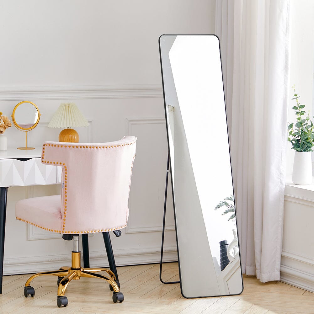 160cm H Black Modern Rectangular Metal Floor Mirror Wall Mirrors Living and Home 