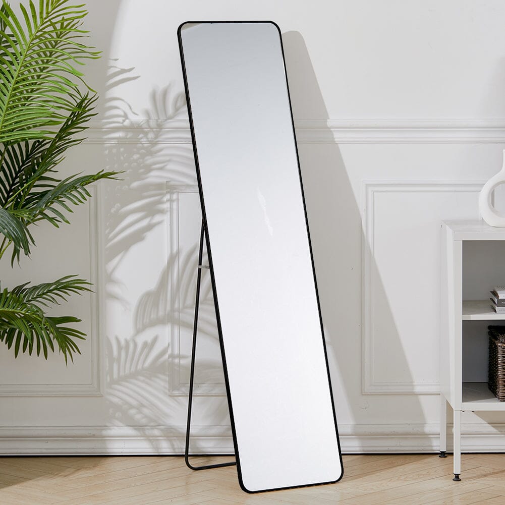 160cm H Black Modern Rectangular Metal Floor Mirror Wall Mirrors Living and Home 