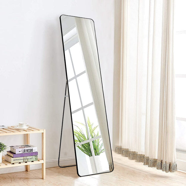 160cm H Black Modern Rectangular Metal Floor Mirror Wall Mirrors Living and Home 