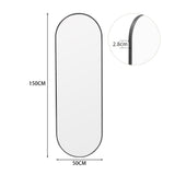 Sleek Contemporary Oval Metal Wall Mirror - Full-Length Design Wall Mirrors Living and Home 