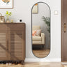 Sleek Contemporary Oval Metal Wall Mirror - Full-Length Design Wall Mirrors Living and Home Black 50cm W x 150cm H 