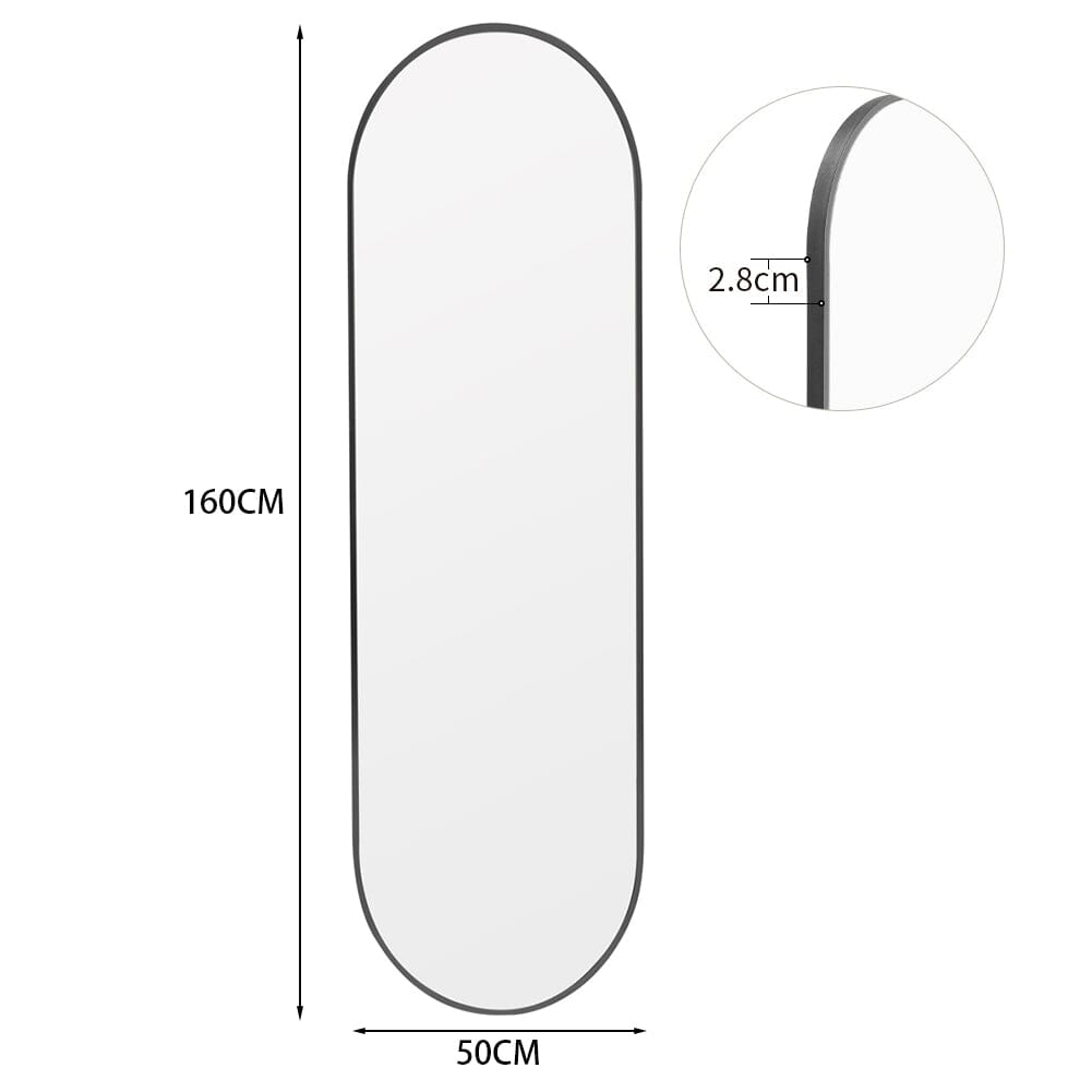 Sleek Contemporary Oval Metal Wall Mirror - Full-Length Design Wall Mirrors Living and Home 