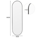 Sleek Contemporary Oval Metal Wall Mirror - Full-Length Design Wall Mirrors Living and Home 