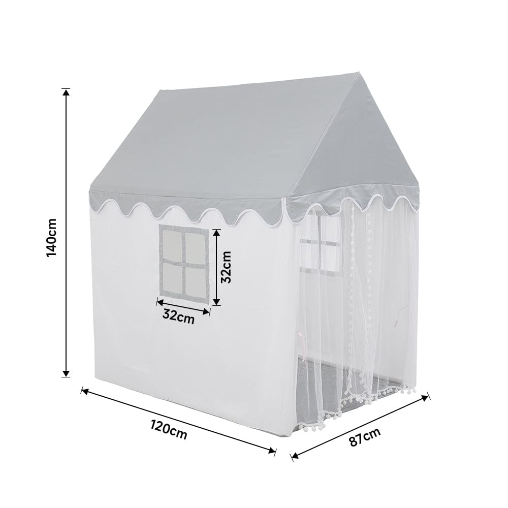 120cm W White Cotton House Play Tent For Kids with Windows Play Tents Living and Home 