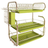 3-Tier Dish Drainer Storage Stand Bowl Plate Dryer Tray Kitchen Shelves Living and Home 