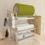 3-Tier Dish Drainer Storage Stand Bowl Plate Dryer Tray Kitchen Shelves Living and Home 