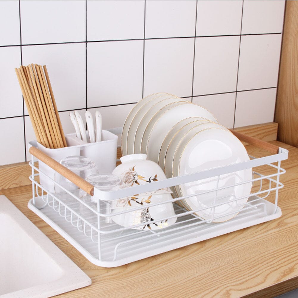 2-Tier Modern White Kitchen Triangular Organizer Metal Kitchen Storage Baskets Living and Home 