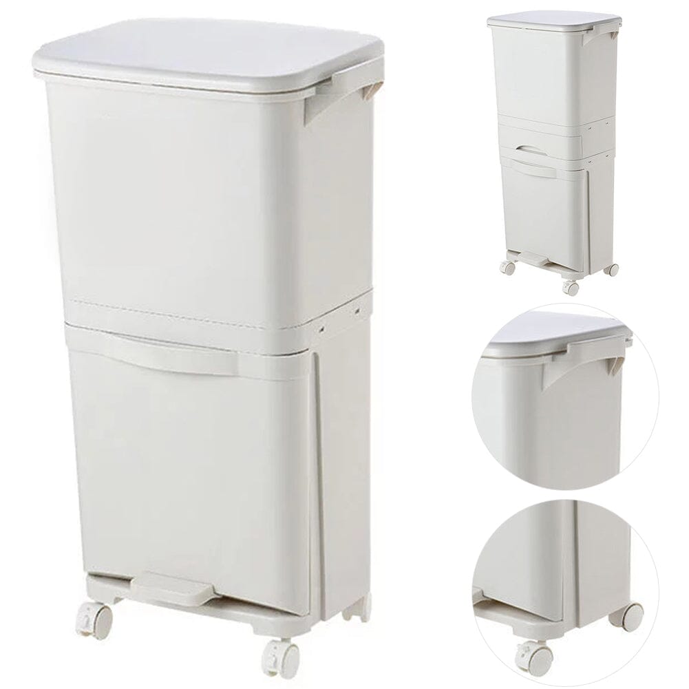 38L White Rubbish Dustbin Recycling Bin Rubbish Trash Home Kitchen Kitchen Storage Baskets Living and Home 