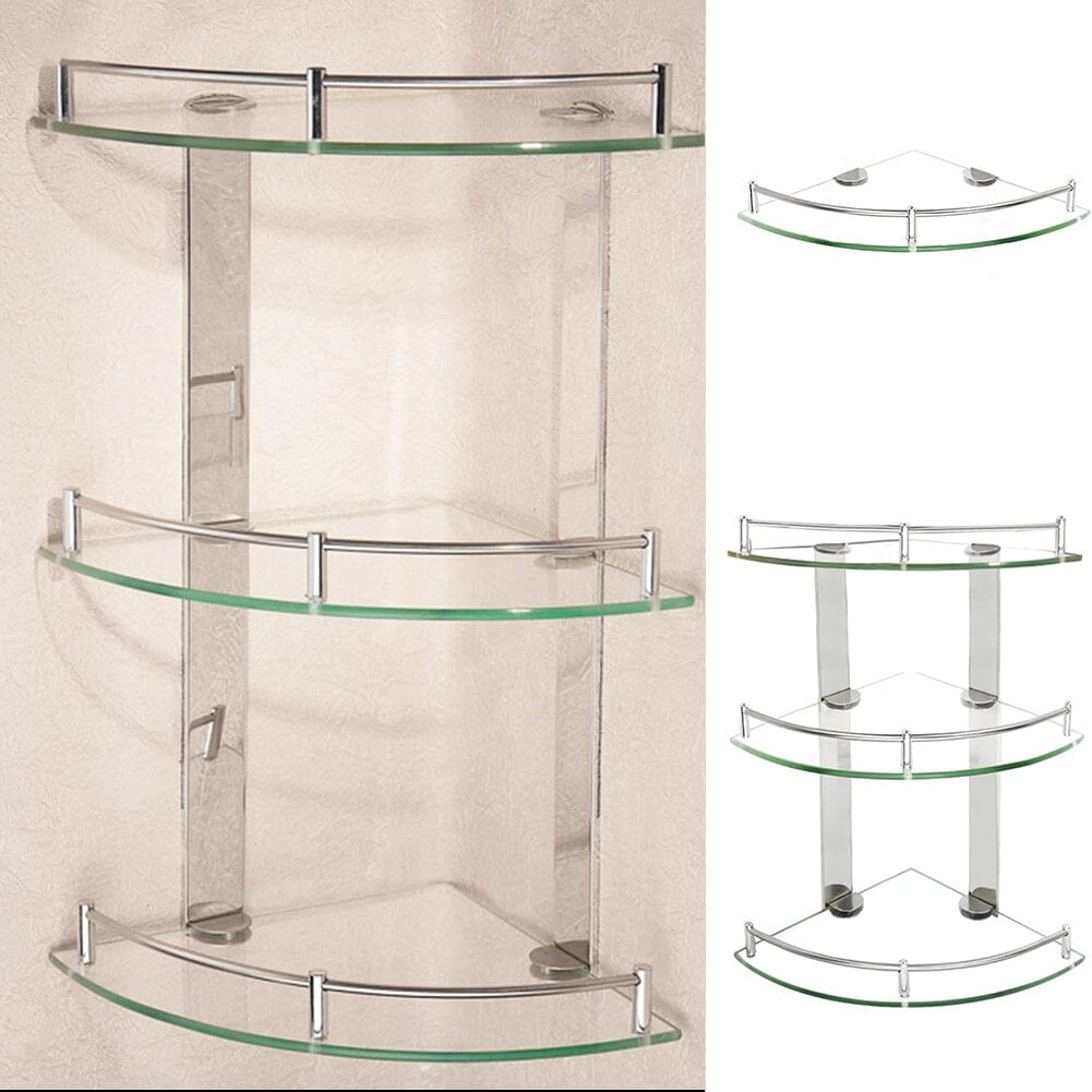 Bathroom Glass Corner Shelf Wall Mounted Shower Caddies Living and Home 