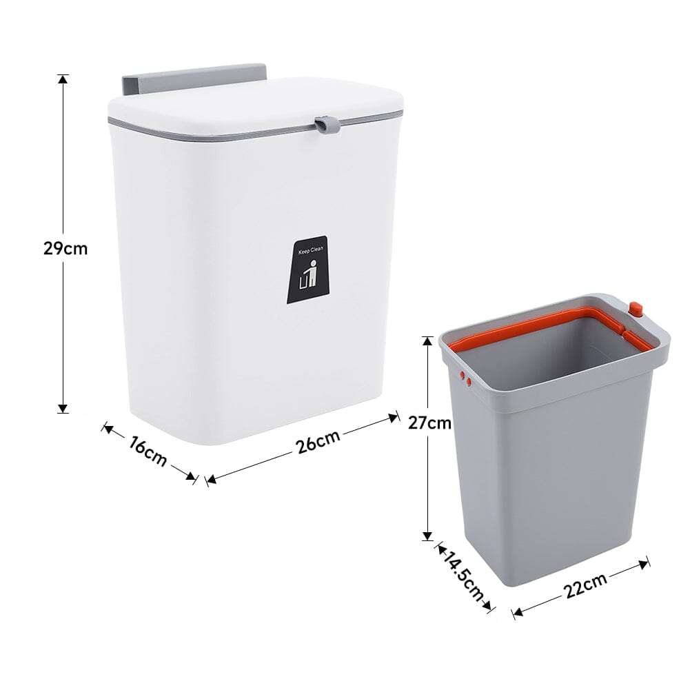 9L Compost Bin Hanging Trash Can With Inner Bucket Kitchen Waste Bins Living and Home 