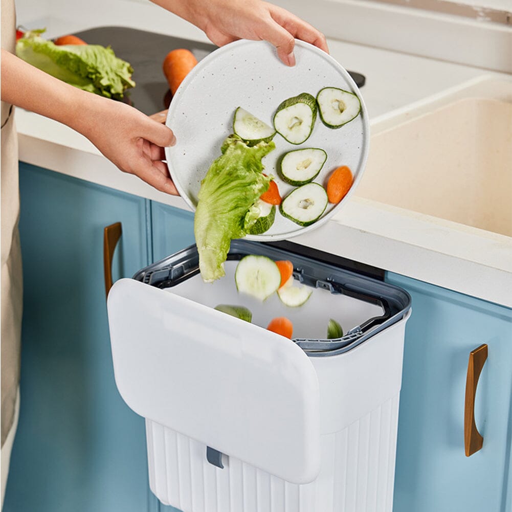 Sleek 9L Hanging Trash Can-Keep Your Space Clean And Tidy Kitchen Waste Bins Living and Home 