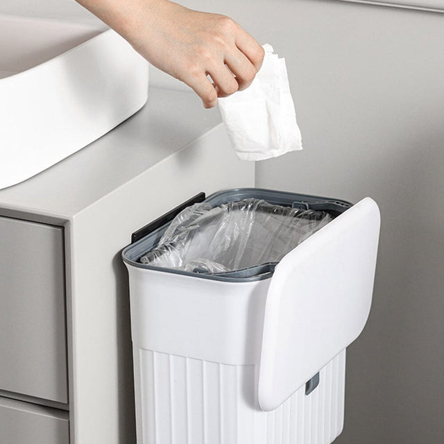 Sleek 9L Hanging Trash Can-Keep Your Space Clean And Tidy Kitchen Waste Bins Living and Home 