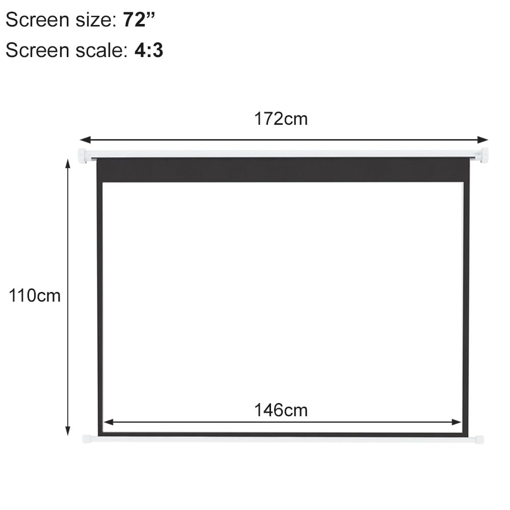 4:3 Wall Mount Electric Projector Screen for Home Theater Movie and Office Projector Screens Living and Home 