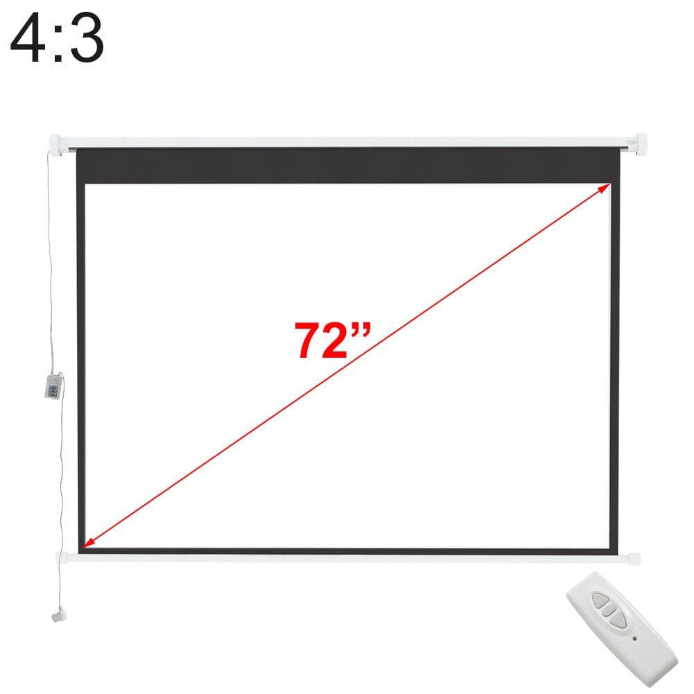 4:3 Wall Mount Electric Projector Screen for Home Theater Movie and Office Projector Screens Living and Home 