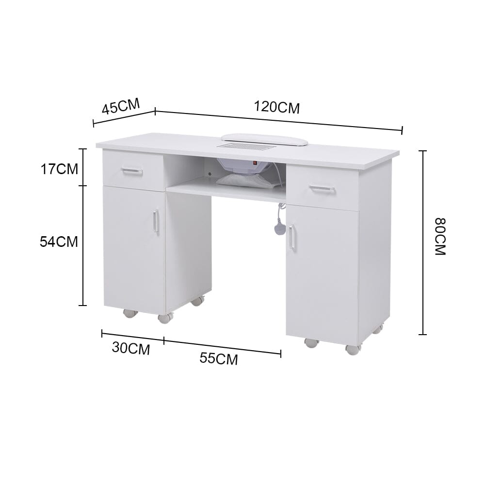 120cm Wide Wheeled Manicure Table with Electric Dust Extractor Dressing Tables Living and Home 