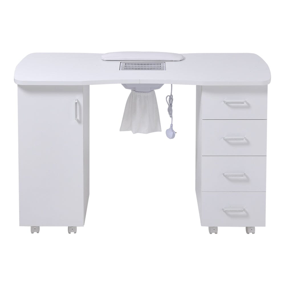 120cm Wide White Manicure Table with Dust Collector and Wrist Cushion Dressing Tables Living and Home 