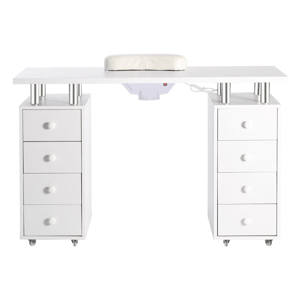 3ft Wide White Movable Manicure Table Nail Station with Dust Collector Dressing Tables Living and Home 