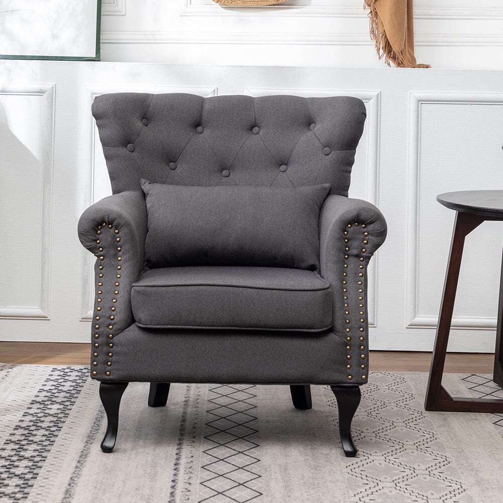 Linen Wingback Fireside Chair With Cushion Wingback Chairs Living and Home 