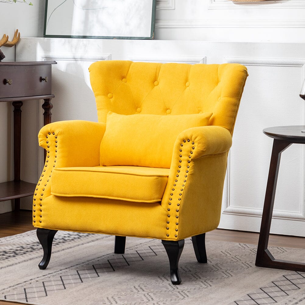 Linen Wingback Fireside Chair With Cushion Wingback Chairs Living and Home 