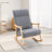 Solid Wood Rocking Chair with Velvet Upholstered Rocking Chairs Living and Home Light Grey 