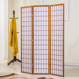 3-Panel Solid Wood Folding Room Divider Screen Coffee Living and Home 