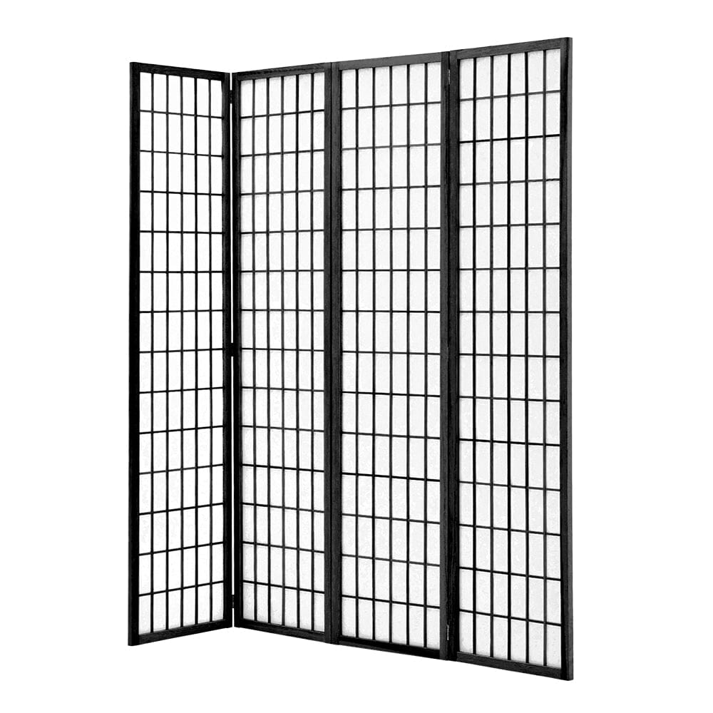 3/4 Panel Solid Wood Folding Room Divider Screen Stylish and Functional Partition Room Dividers Living and Home Black 4 Panel -H180*L180CM 