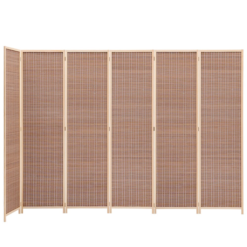 Brown Bamboo Woven 6-Panel Folding Room Divider Room Dividers Living and Home 