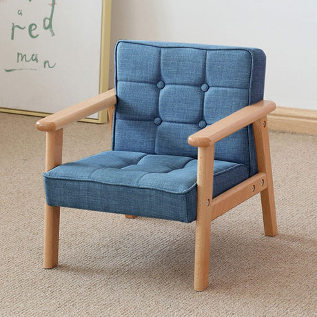 Blue MINI Single Children’s Sofa with Linen Fabric Upholstery Living and Home 