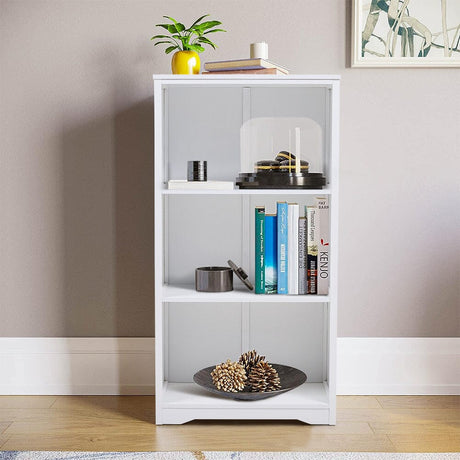 Elegant White Open Display Cabinet / Bookcase Crafted from Bamboo and MDF Living and Home 