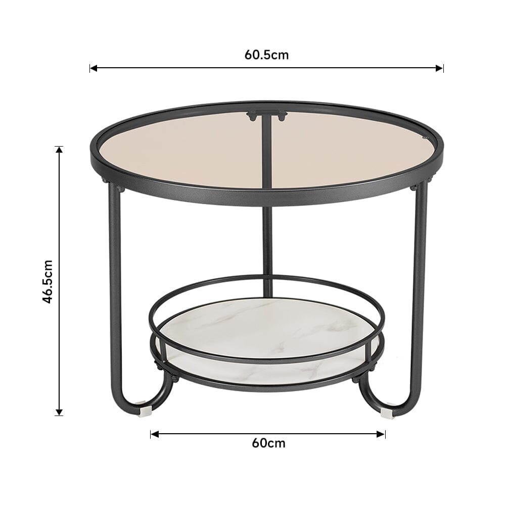 2 Tier Round Glass and Slate Coffee Table Coffee Tables Living and Home 