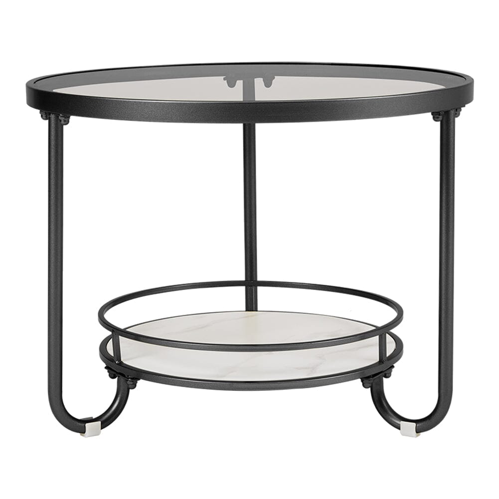 2 Tier Round Glass and Slate Coffee Table Coffee Tables Living and Home 