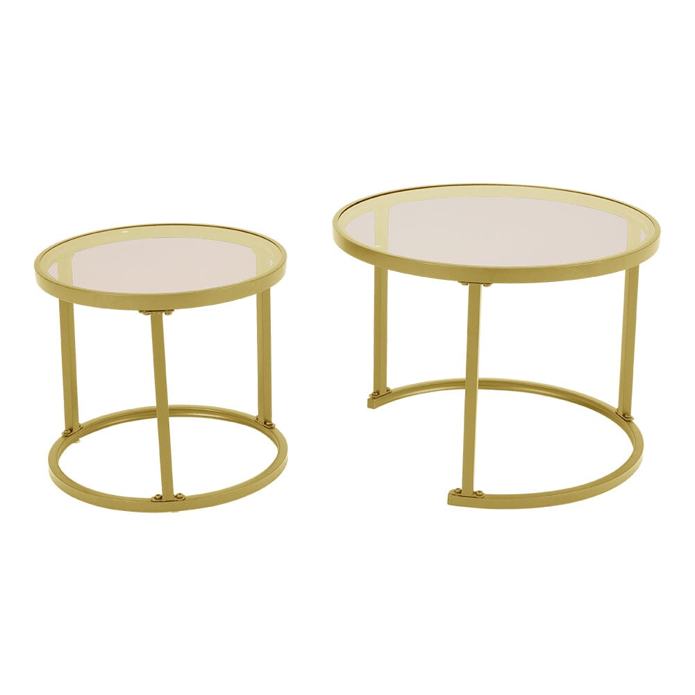 Set of 2 Tea Glass Round Nesting Coffee Table Coffee Tables Living and Home 