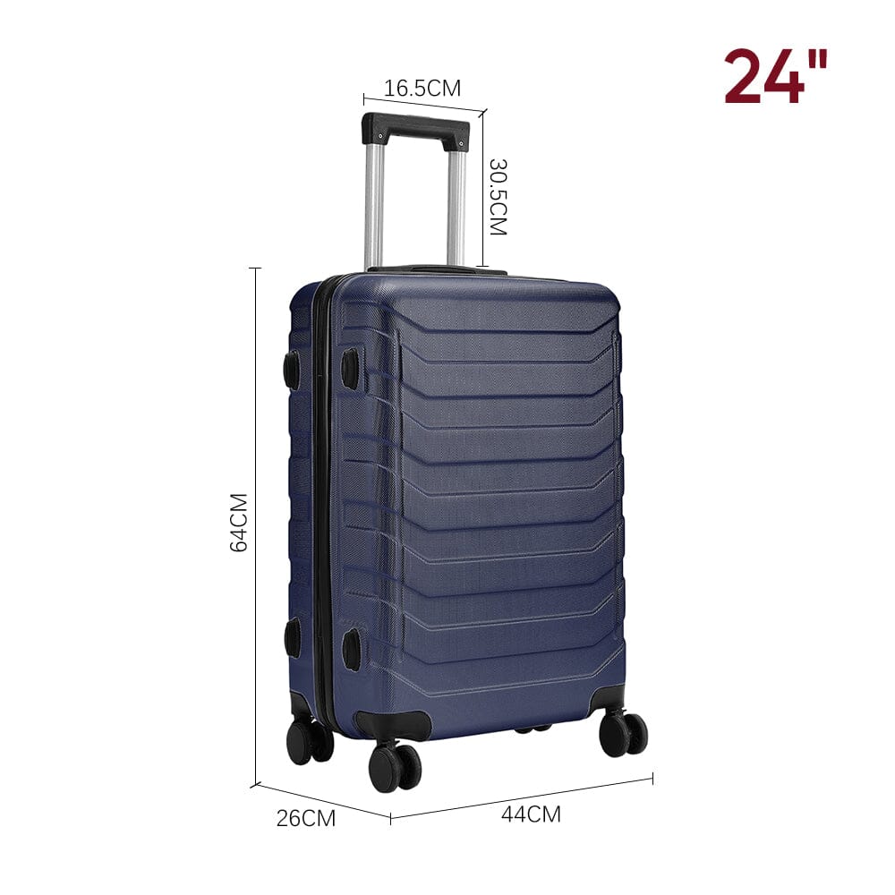 24 Inch Black/Blue/Grey Rolling Hardshell Luggage Travel Suitcase Travel Suitcases Living and Home 