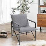 Modern Minimalist Linen Armchair with Metal Frame Living and Home 