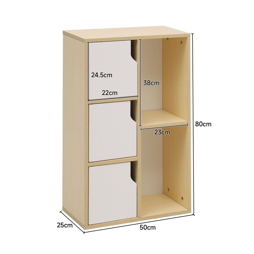 Wooden Bookcase Storage Cabinet with Doors and Open Shelf Living and Home 