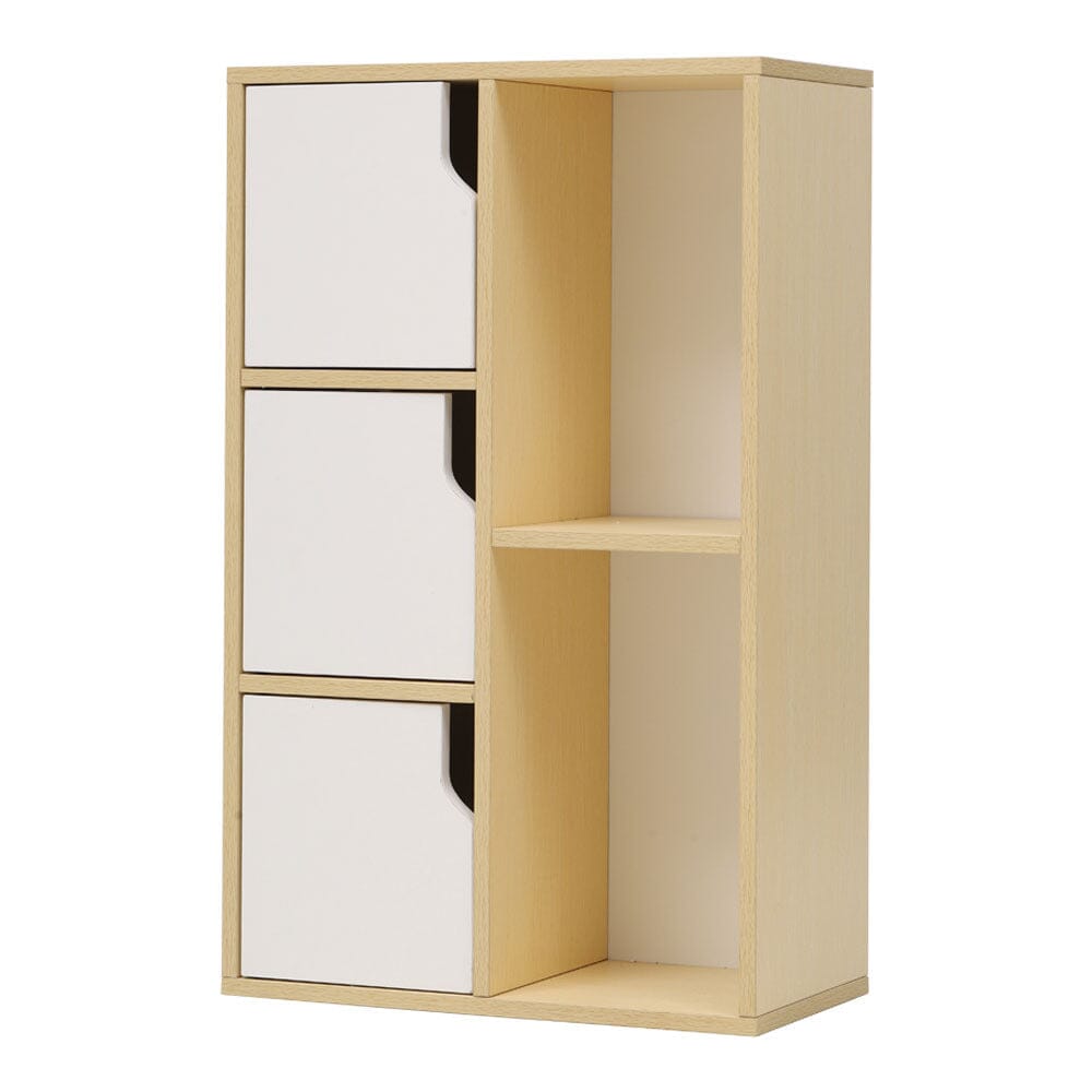 Wooden Bookcase Storage Cabinet with Doors and Open Shelf Living and Home 